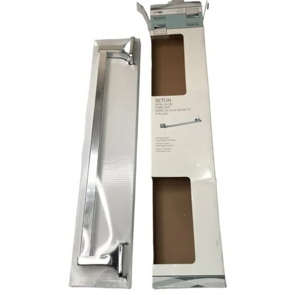 New Sealed Seton 18 Inch Chrome Towel Bar, Metal (Bathroom / Shower)